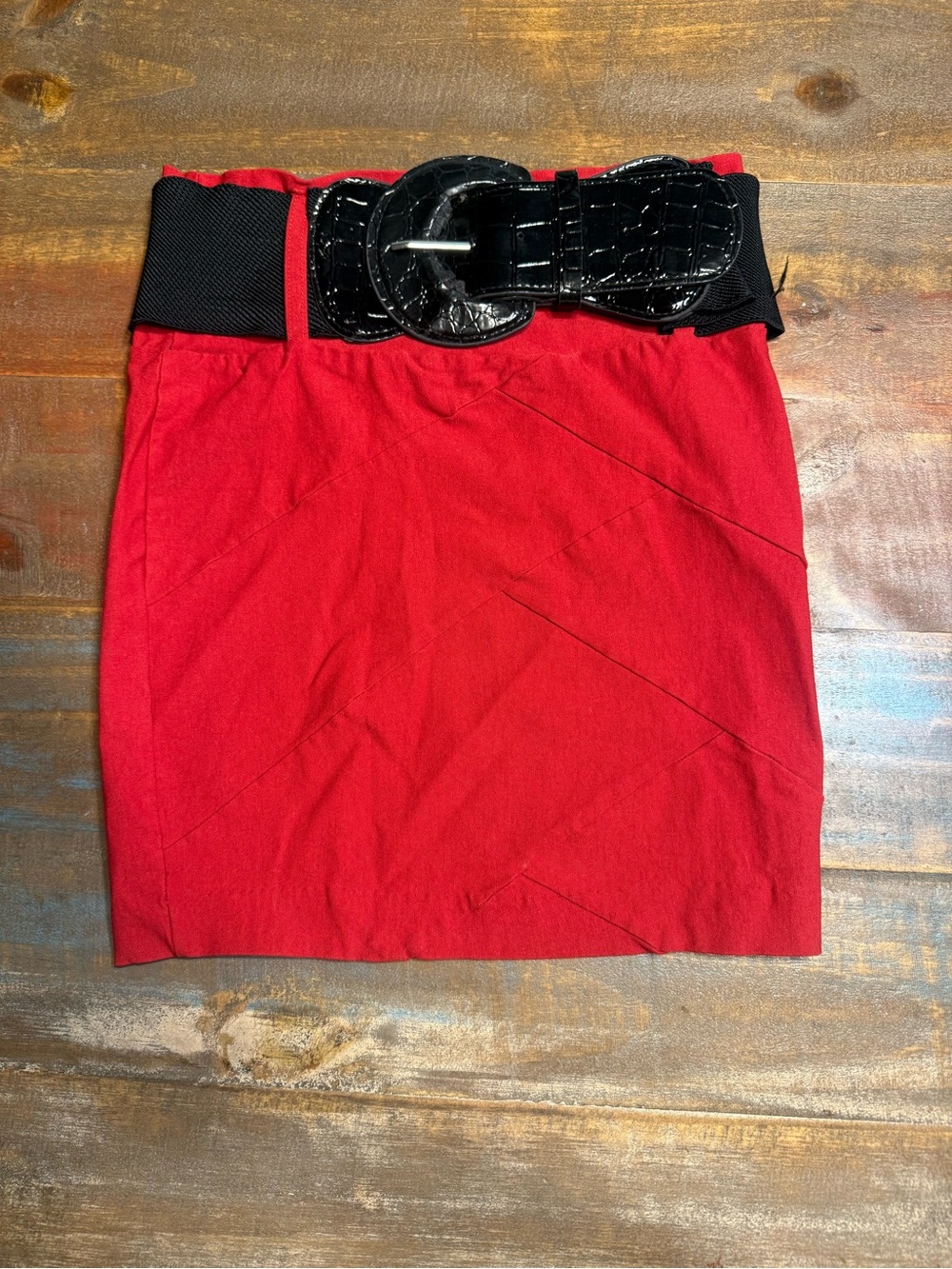 Rue21 Red Mini Skirt with Black Wide Belt